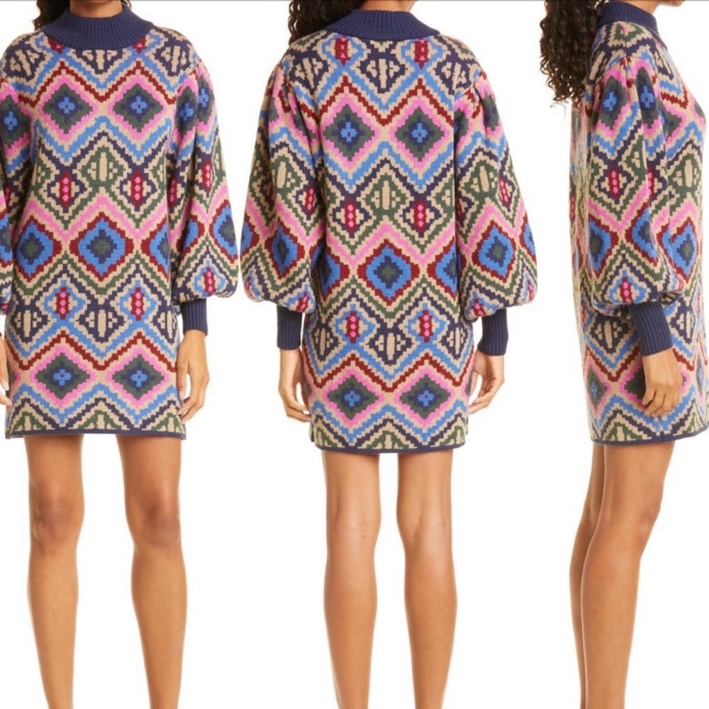 Farm Rio Rauti Colorful Sweater Dress XS - Picture 2 of 4